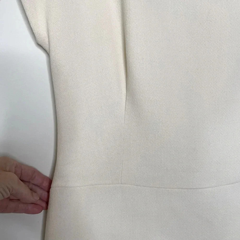 Santorelli Made In Italy Lenora Wool Silk Blend Cap Sleeve Dress Quiet Luxury View 3
